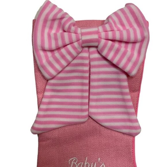 Baby First Christmas Stocking Embroidered 2022  Baby Girl Pink White 17 Inches - Picture 4 of 16